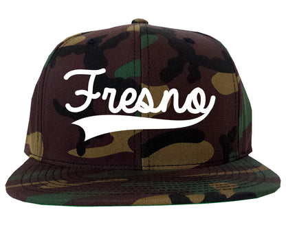Fresno California Old School Varsity Logo Mens Snapback Hat Camo