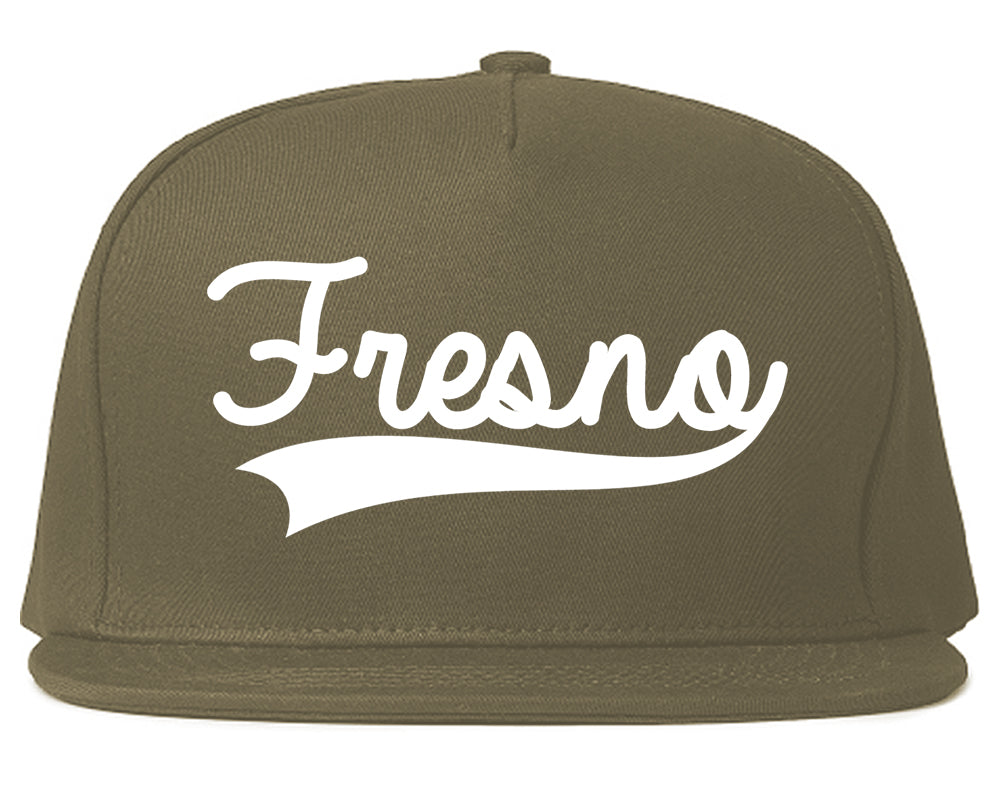 Fresno California Old School Varsity Logo Mens Snapback Hat Grey