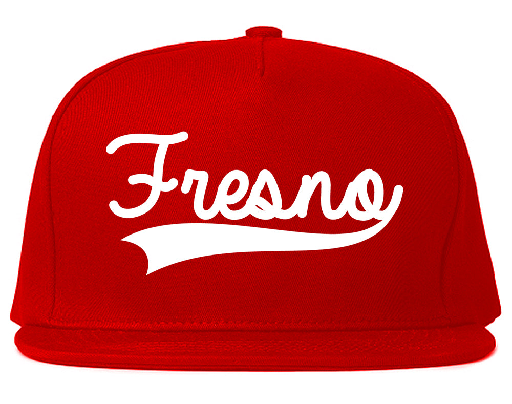 Fresno California Old School Varsity Logo Mens Snapback Hat Red