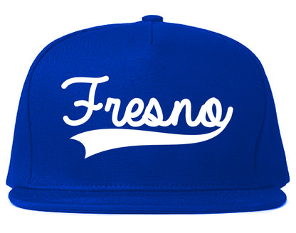 Fresno California Old School Varsity Logo Mens Snapback Hat Royal Blue