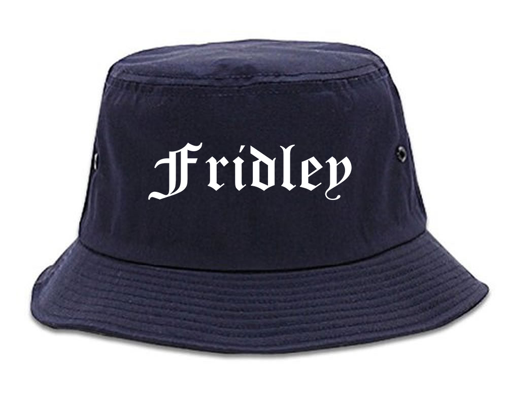 Fridley Minnesota MN Old English Mens Bucket Hat Navy Blue