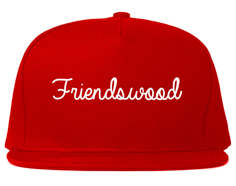 Friendswood Texas TX Script Mens Snapback Hat Red