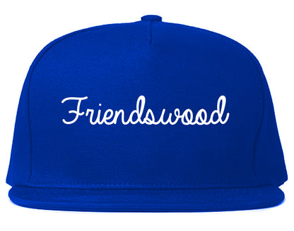 Friendswood Texas TX Script Mens Snapback Hat Royal Blue