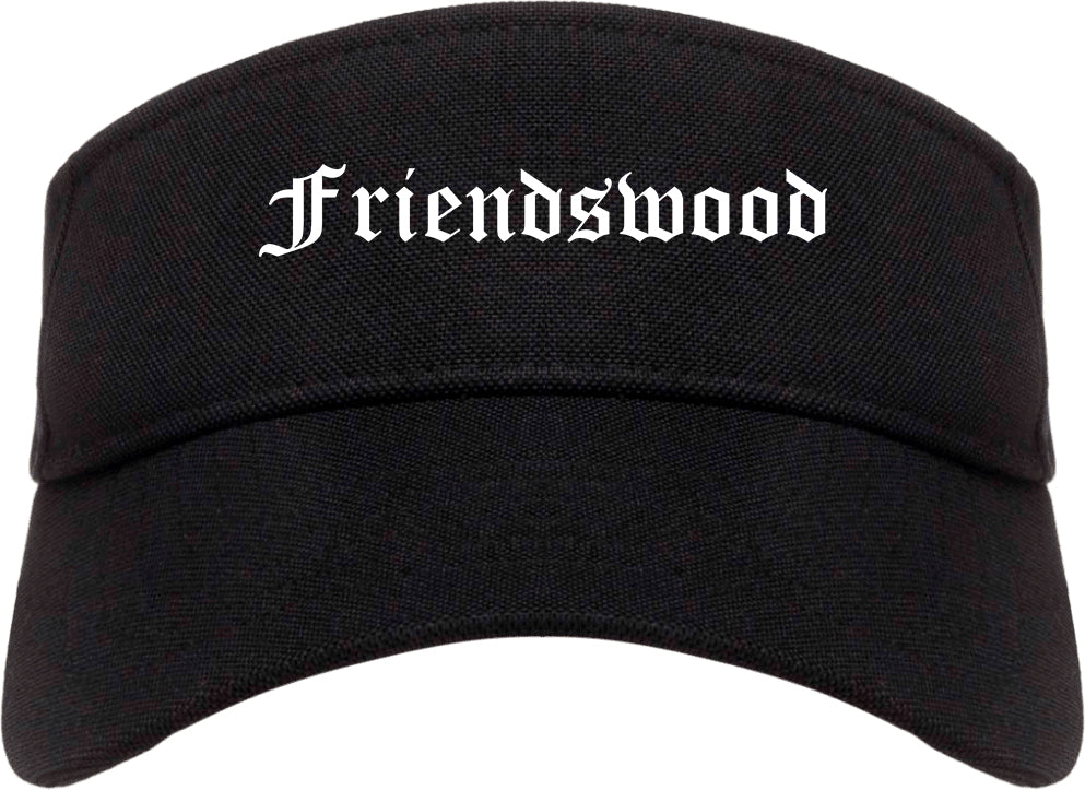 Friendswood Texas TX Old English Mens Visor Cap Hat Black