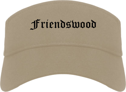 Friendswood Texas TX Old English Mens Visor Cap Hat Khaki
