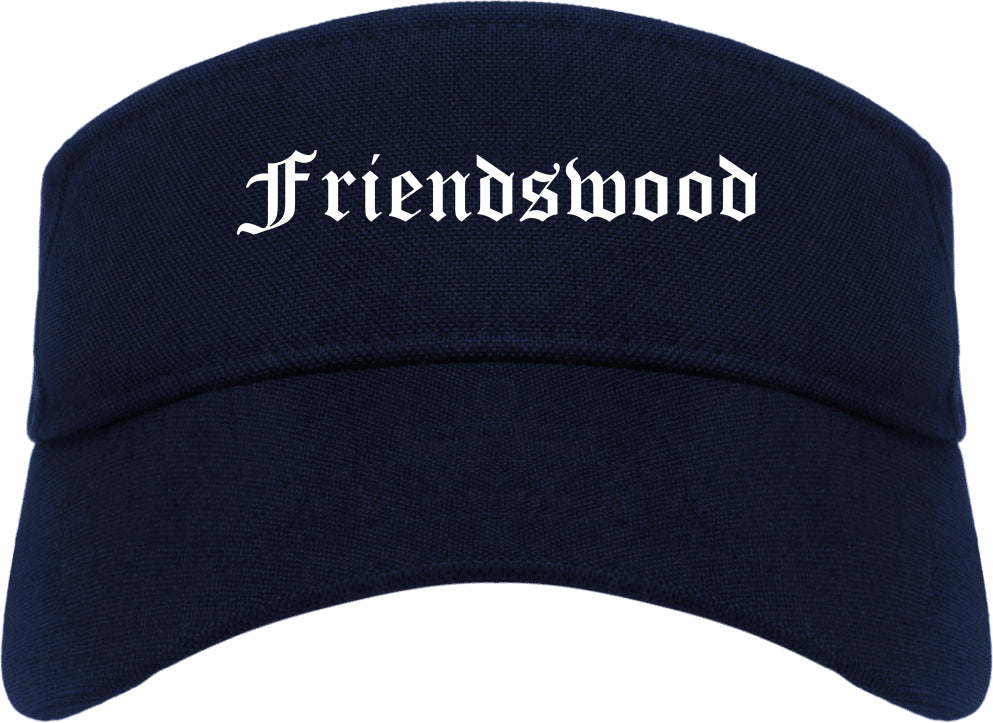 Friendswood Texas TX Old English Mens Visor Cap Hat Navy Blue