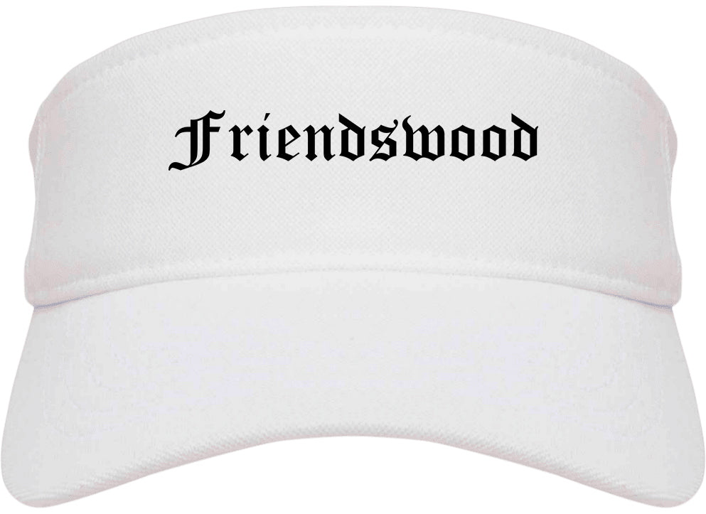 Friendswood Texas TX Old English Mens Visor Cap Hat White