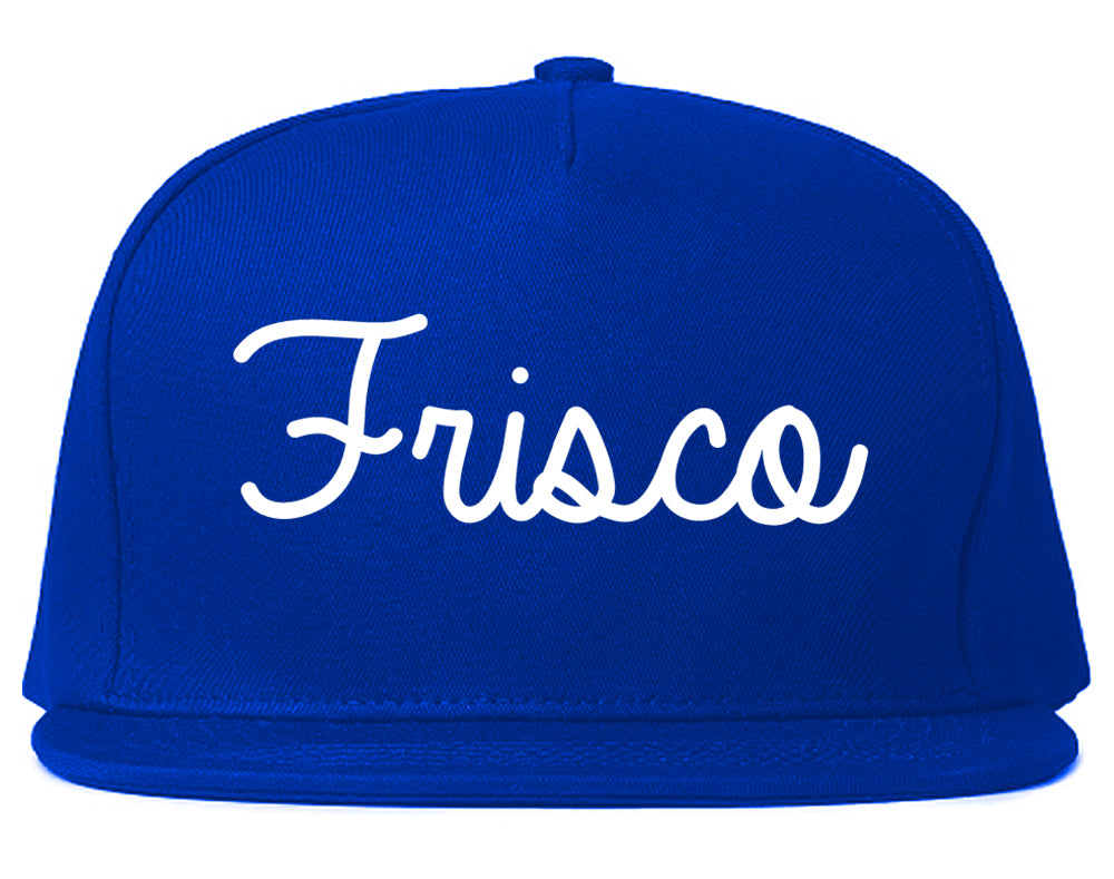 Frisco Texas TX Script Mens Snapback Hat Royal Blue