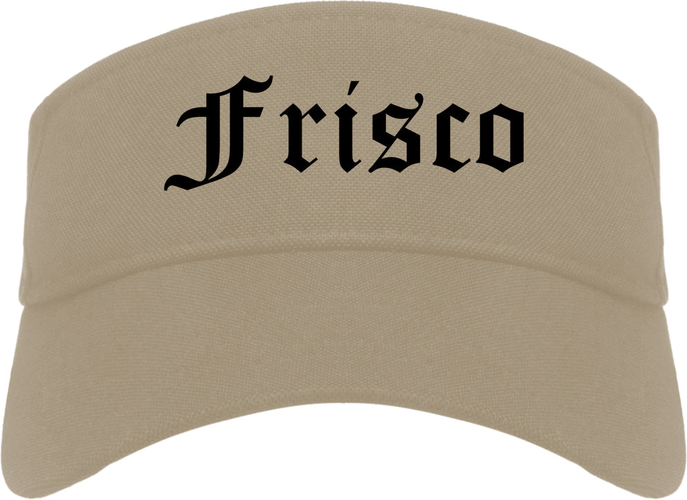 Frisco Texas TX Old English Mens Visor Cap Hat Khaki