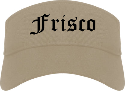 Frisco Texas TX Old English Mens Visor Cap Hat Khaki