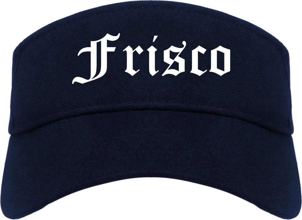 Frisco Texas TX Old English Mens Visor Cap Hat Navy Blue