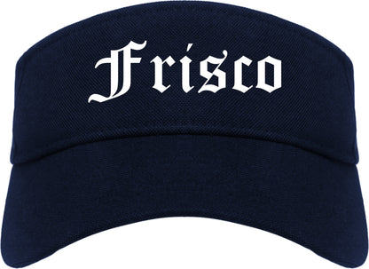 Frisco Texas TX Old English Mens Visor Cap Hat Navy Blue