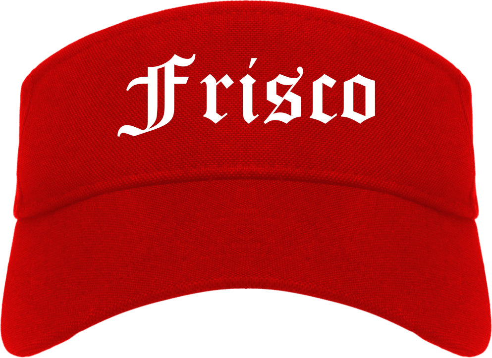Frisco Texas TX Old English Mens Visor Cap Hat Red