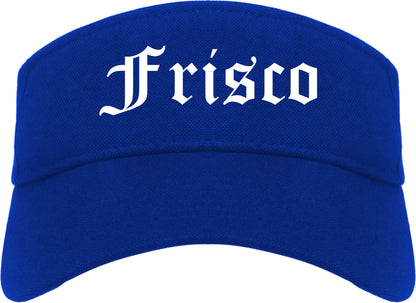 Frisco Texas TX Old English Mens Visor Cap Hat Royal Blue