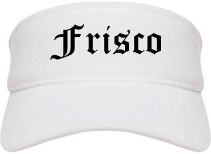 Frisco Texas TX Old English Mens Visor Cap Hat White