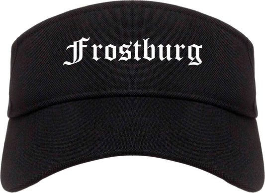 Frostburg Maryland MD Old English Mens Visor Cap Hat Black