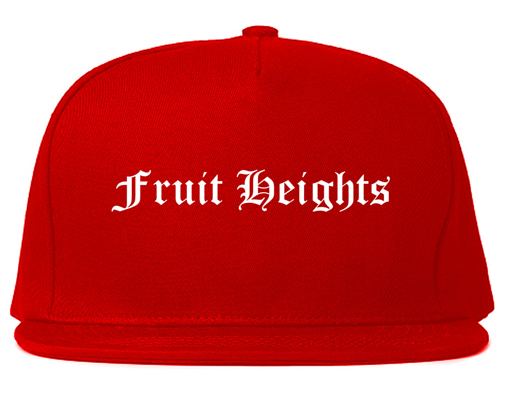 Fruit Heights Utah UT Old English Mens Snapback Hat Red
