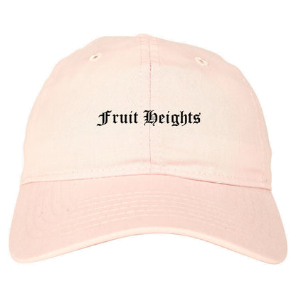 Fruit Heights Utah UT Old English Mens Dad Hat Baseball Cap Pink