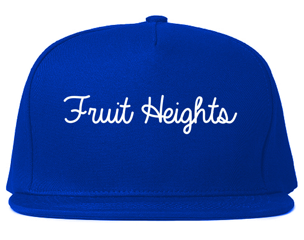 Fruit Heights Utah UT Script Mens Snapback Hat Royal Blue