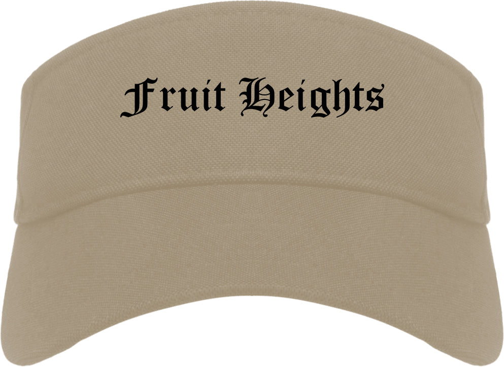 Fruit Heights Utah UT Old English Mens Visor Cap Hat Khaki
