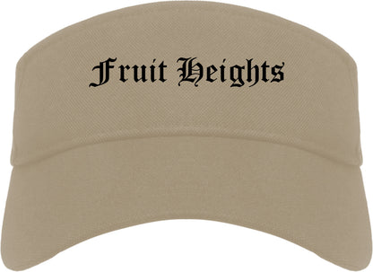 Fruit Heights Utah UT Old English Mens Visor Cap Hat Khaki