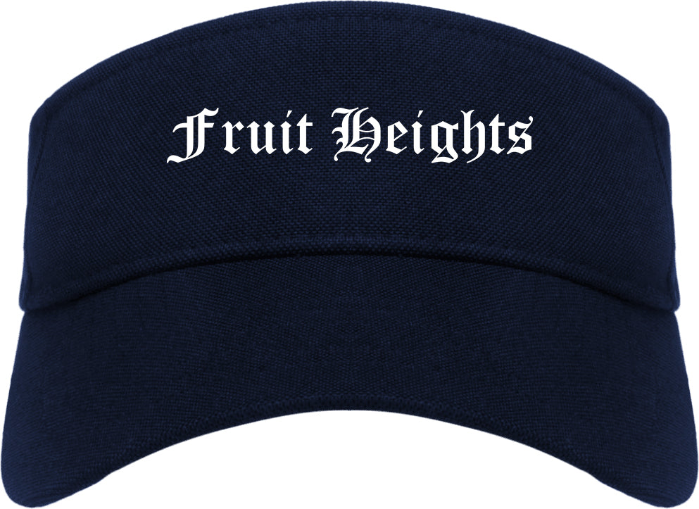 Fruit Heights Utah UT Old English Mens Visor Cap Hat Navy Blue