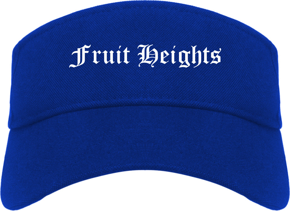 Fruit Heights Utah UT Old English Mens Visor Cap Hat Royal Blue