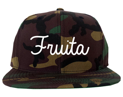 Fruita Colorado CO Script Mens Snapback Hat Army Camo