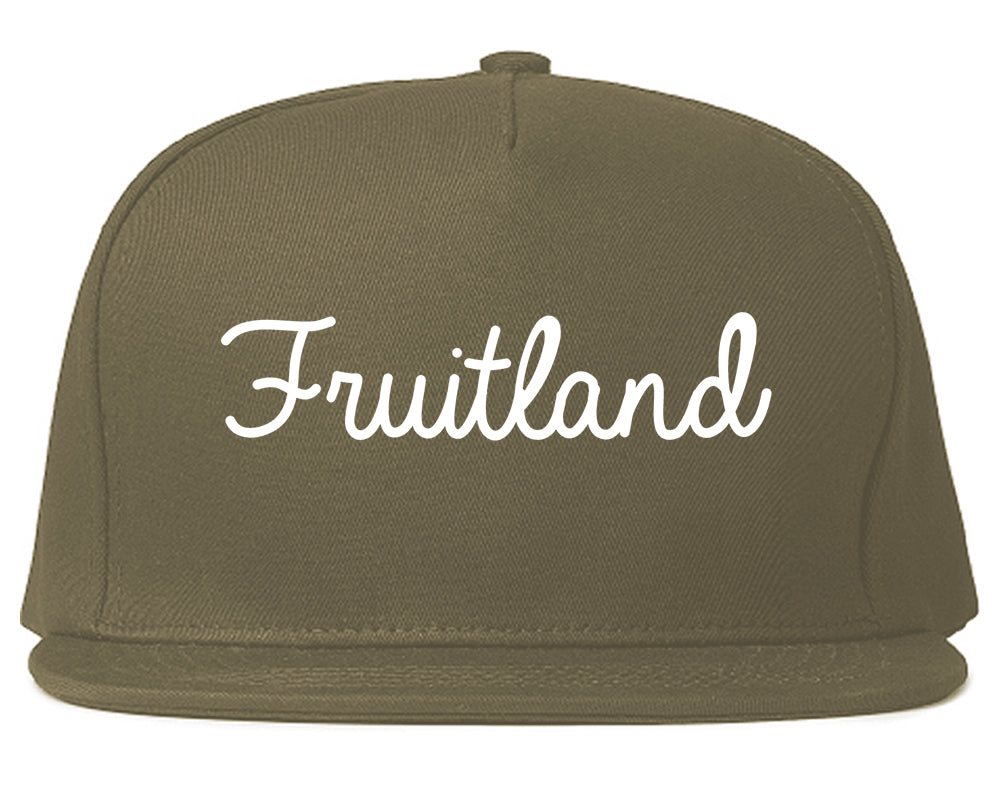 Fruitland Idaho ID Script Mens Snapback Hat Grey