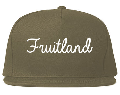 Fruitland Idaho ID Script Mens Snapback Hat Grey