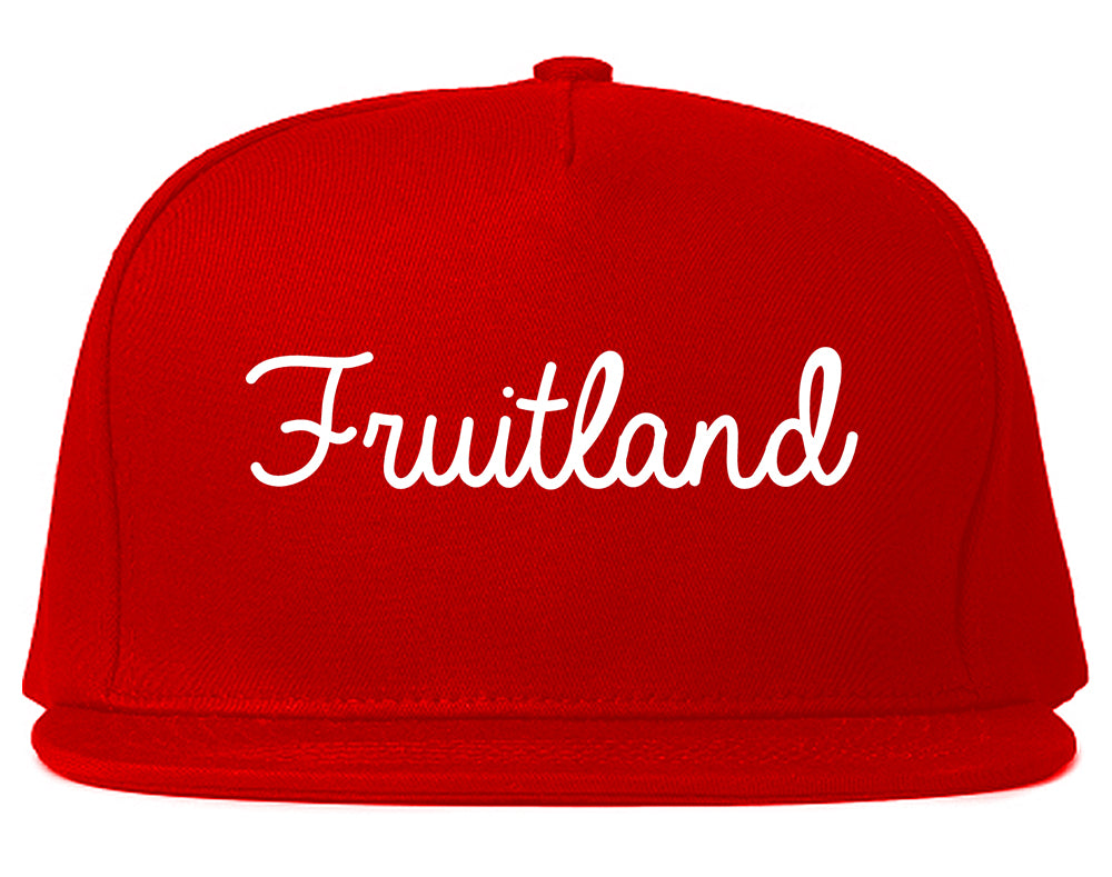 Fruitland Idaho ID Script Mens Snapback Hat Red