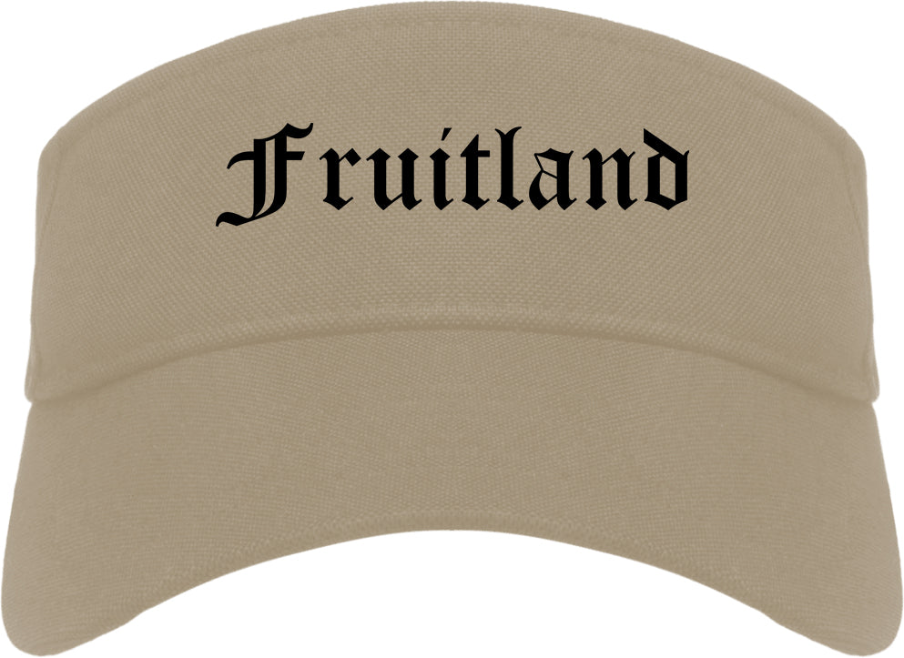 Fruitland Idaho ID Old English Mens Visor Cap Hat Khaki