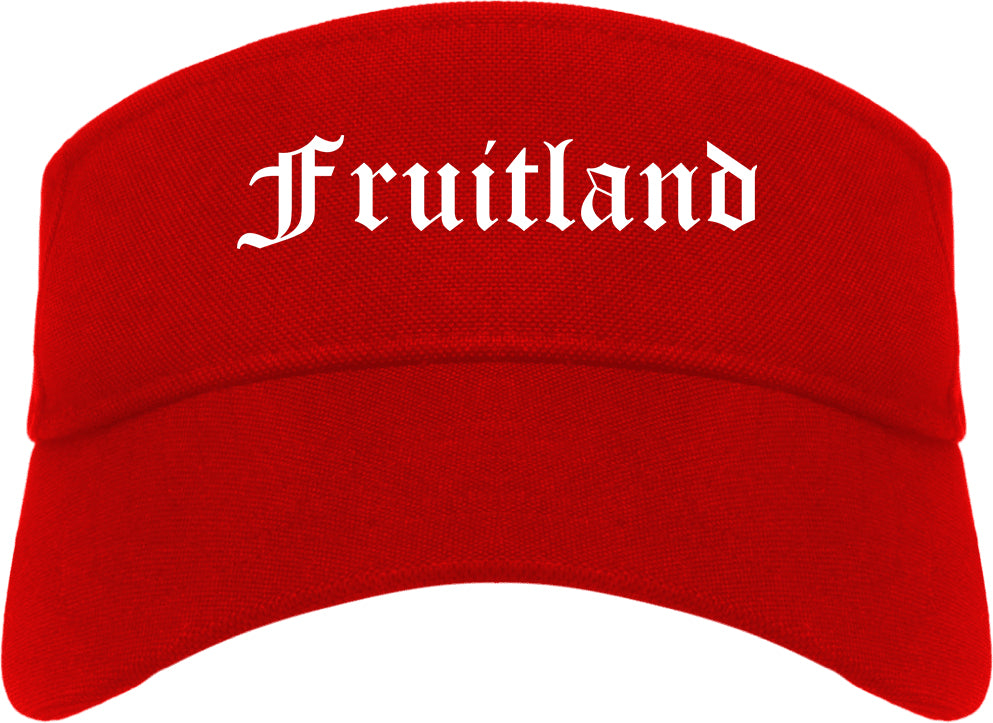 Fruitland Idaho ID Old English Mens Visor Cap Hat Red