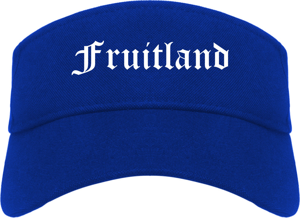Fruitland Idaho ID Old English Mens Visor Cap Hat Royal Blue