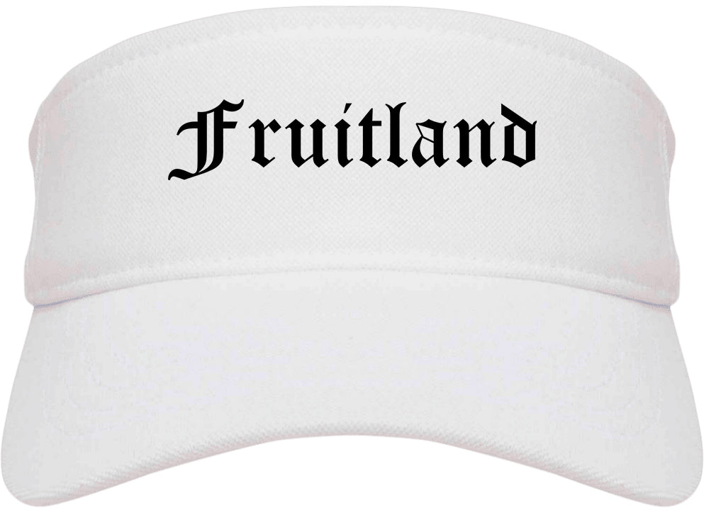 Fruitland Idaho ID Old English Mens Visor Cap Hat White