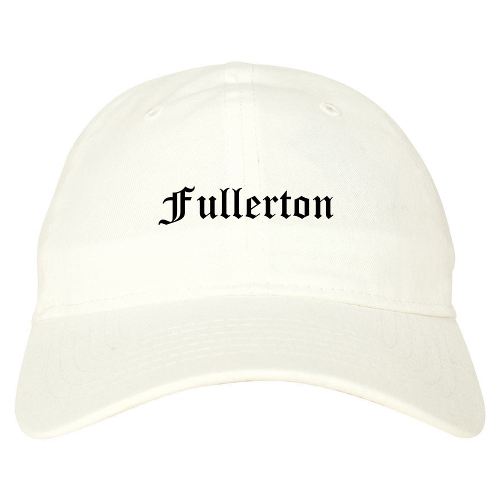 Fullerton California CA Old English Mens Dad Hat Baseball Cap White