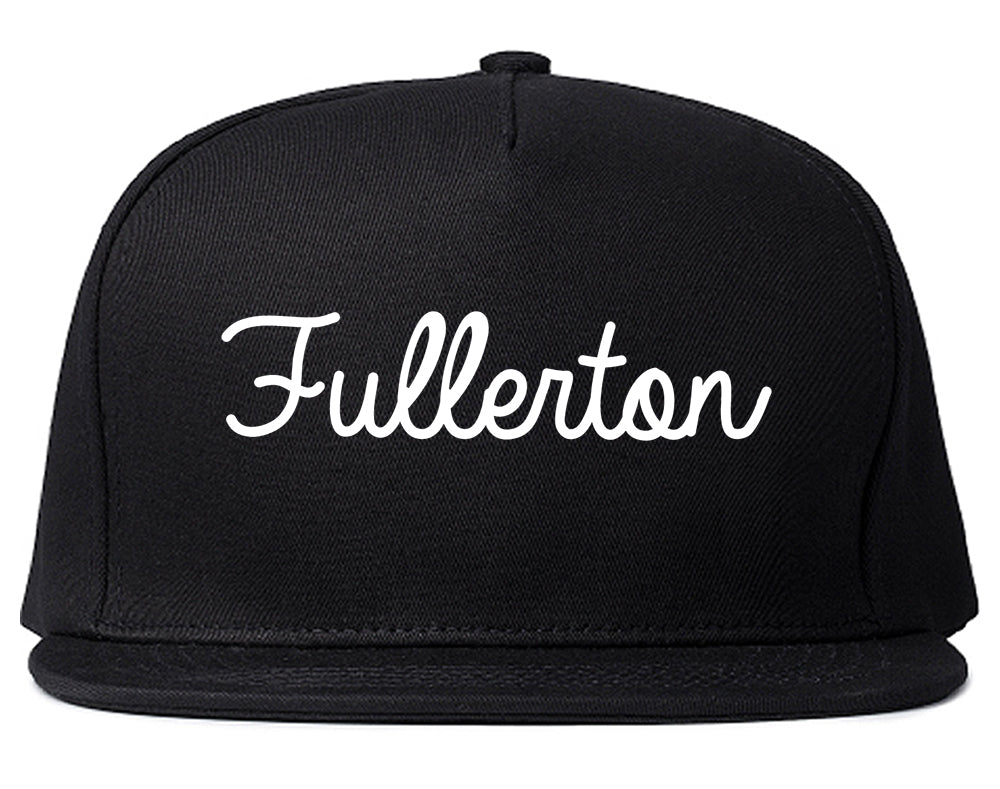 Fullerton California CA Script Mens Snapback Hat Black