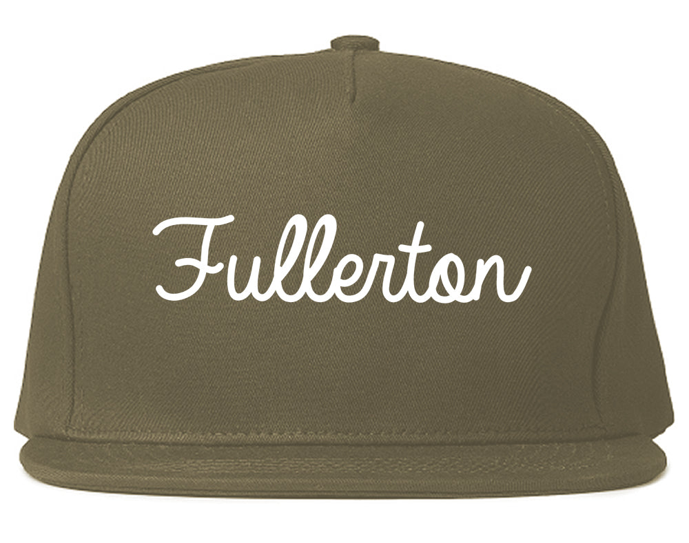 Fullerton California CA Script Mens Snapback Hat Grey