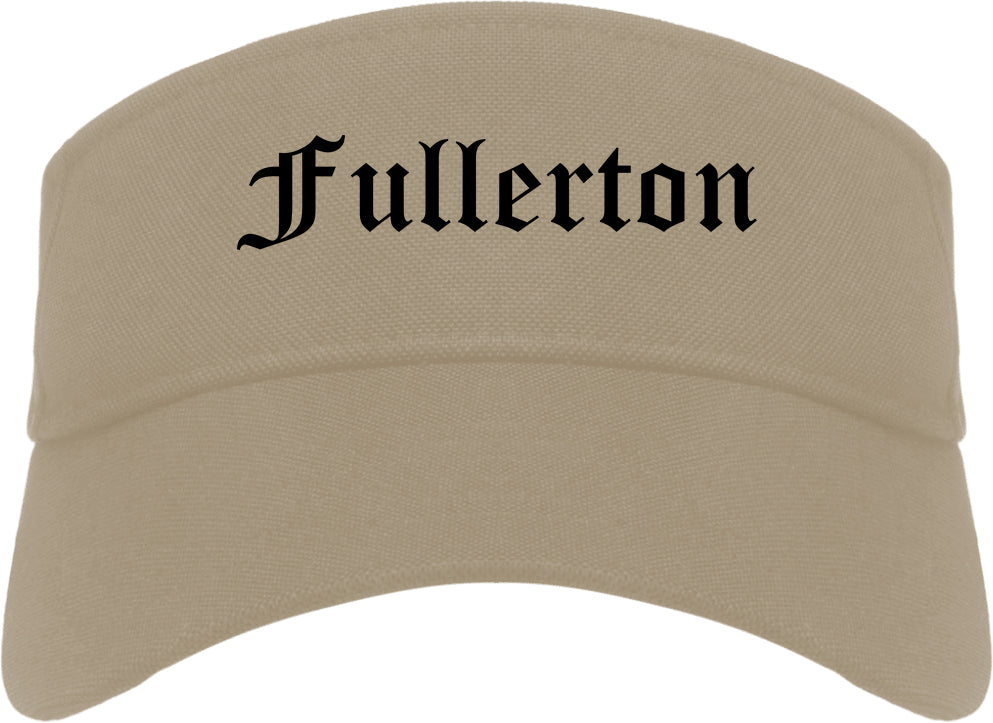 Fullerton California CA Old English Mens Visor Cap Hat Khaki