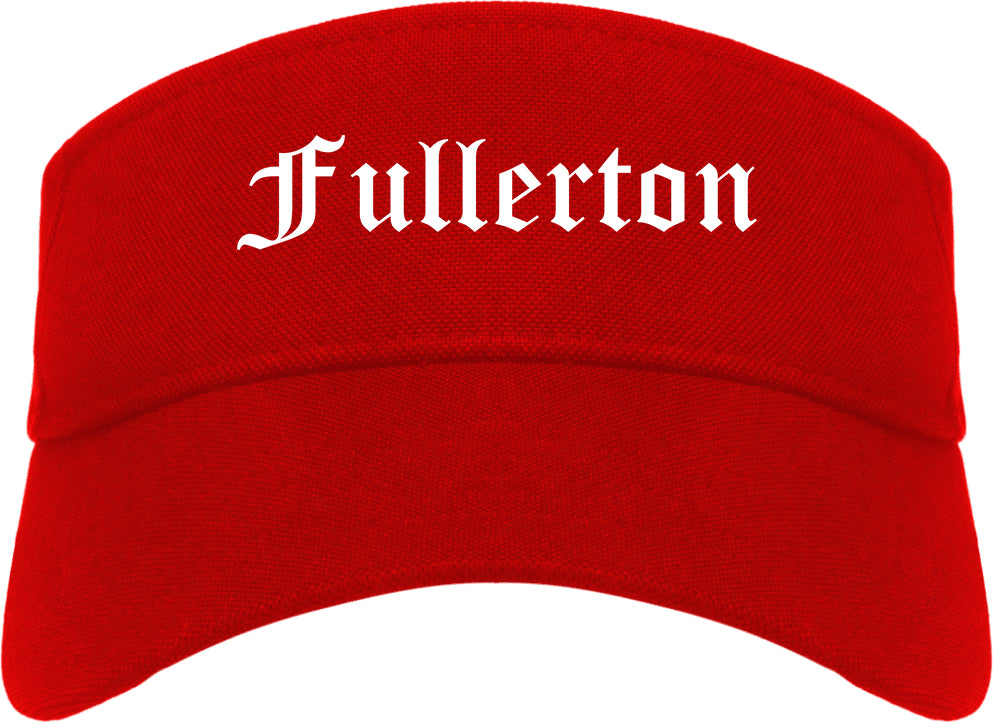 Fullerton California CA Old English Mens Visor Cap Hat Red