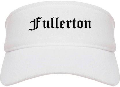 Fullerton California CA Old English Mens Visor Cap Hat White