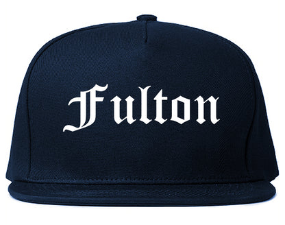 Fulton Missouri MO Old English Mens Snapback Hat Navy Blue