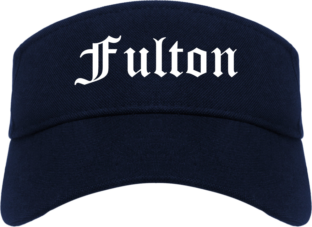 Fulton Missouri MO Old English Mens Visor Cap Hat Navy Blue