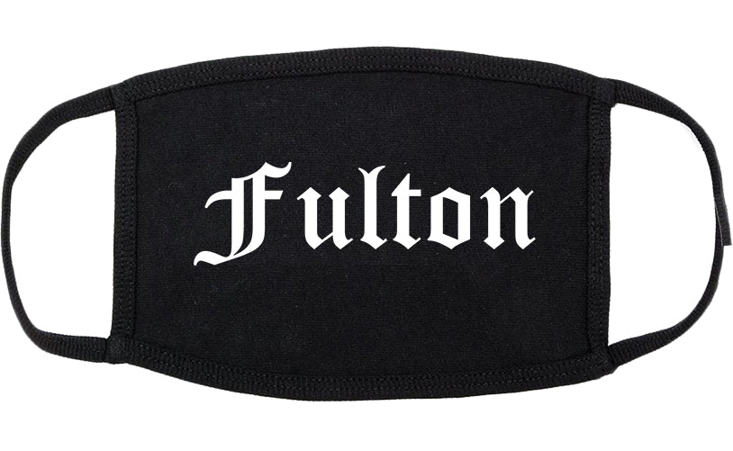 Fulton New York NY Old English Cotton Face Mask Black