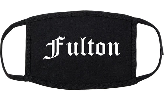 Fulton New York NY Old English Cotton Face Mask Black