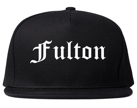 Fulton New York NY Old English Mens Snapback Hat Black