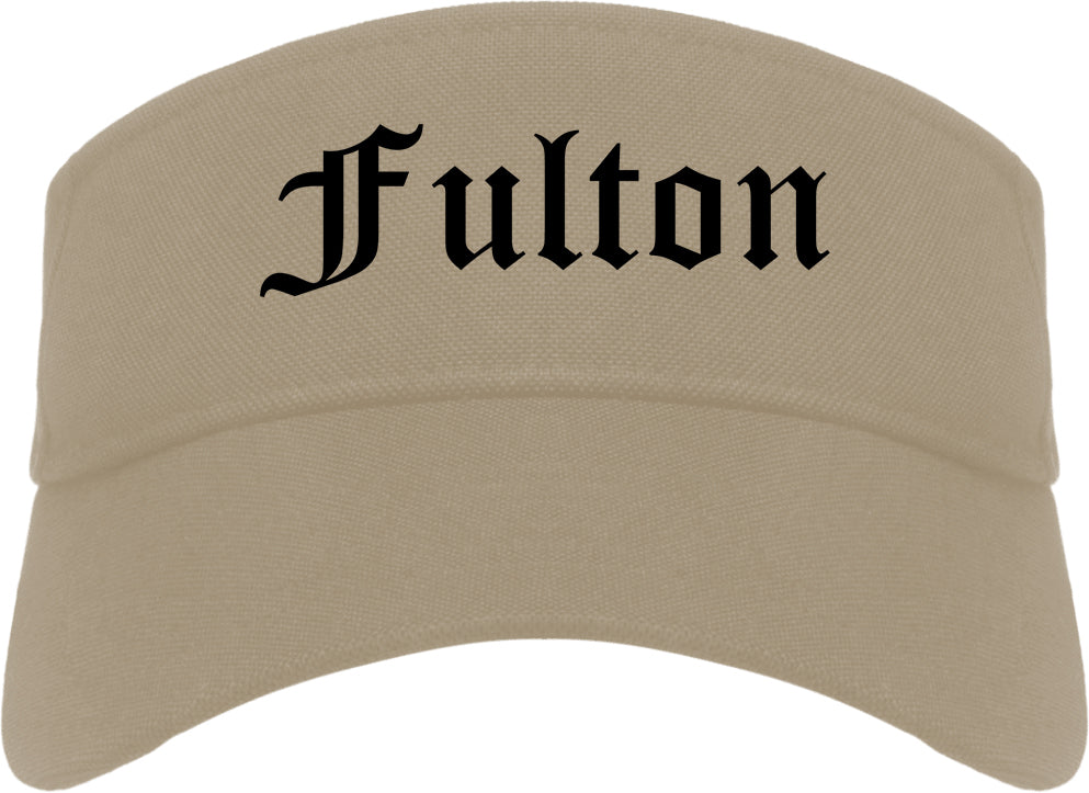 Fulton New York NY Old English Mens Visor Cap Hat Khaki