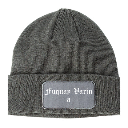 Fuquay Varina North Carolina NC Old English Mens Knit Beanie Hat Cap Grey
