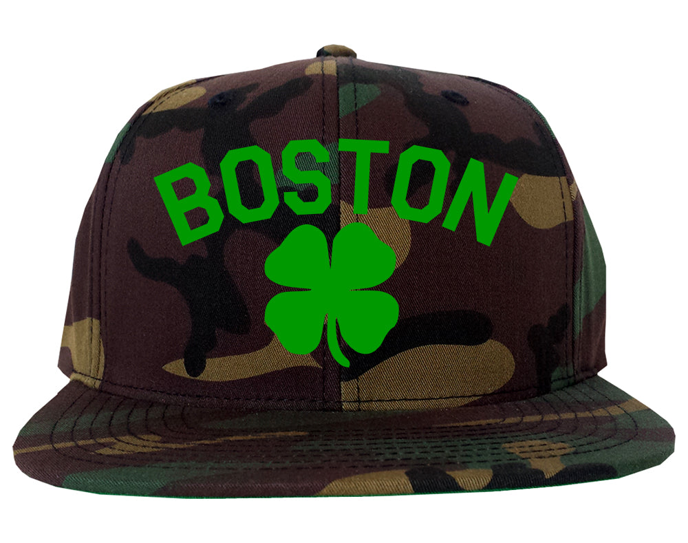 GREEN Boston Irish St Patricks Day Mens Snapback Hat Camo