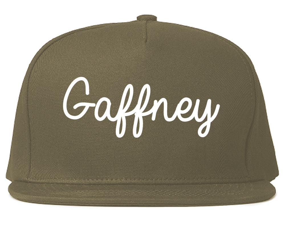Gaffney South Carolina SC Script Mens Snapback Hat Grey